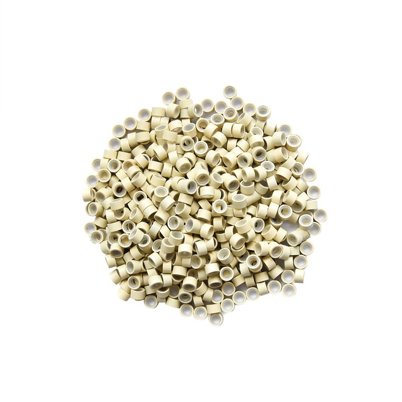 yantaisiyu 500 Pcs 5.0 mm Silicone Lined Micro Links Rings Hair Extensions Beads Silicone Lined Beads for Human Hair Extensions and Feather Extensions (Blonde) - Image 5